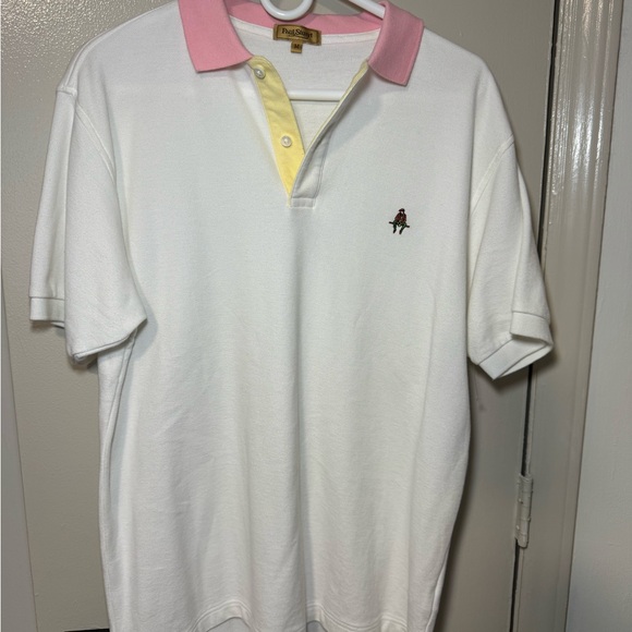 Paul Stuart Other - Paul Stuart Men's White Polo Shirt with Pink and Yellow Accents